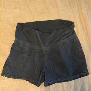 Isabel maternity black linen shorts LARGE